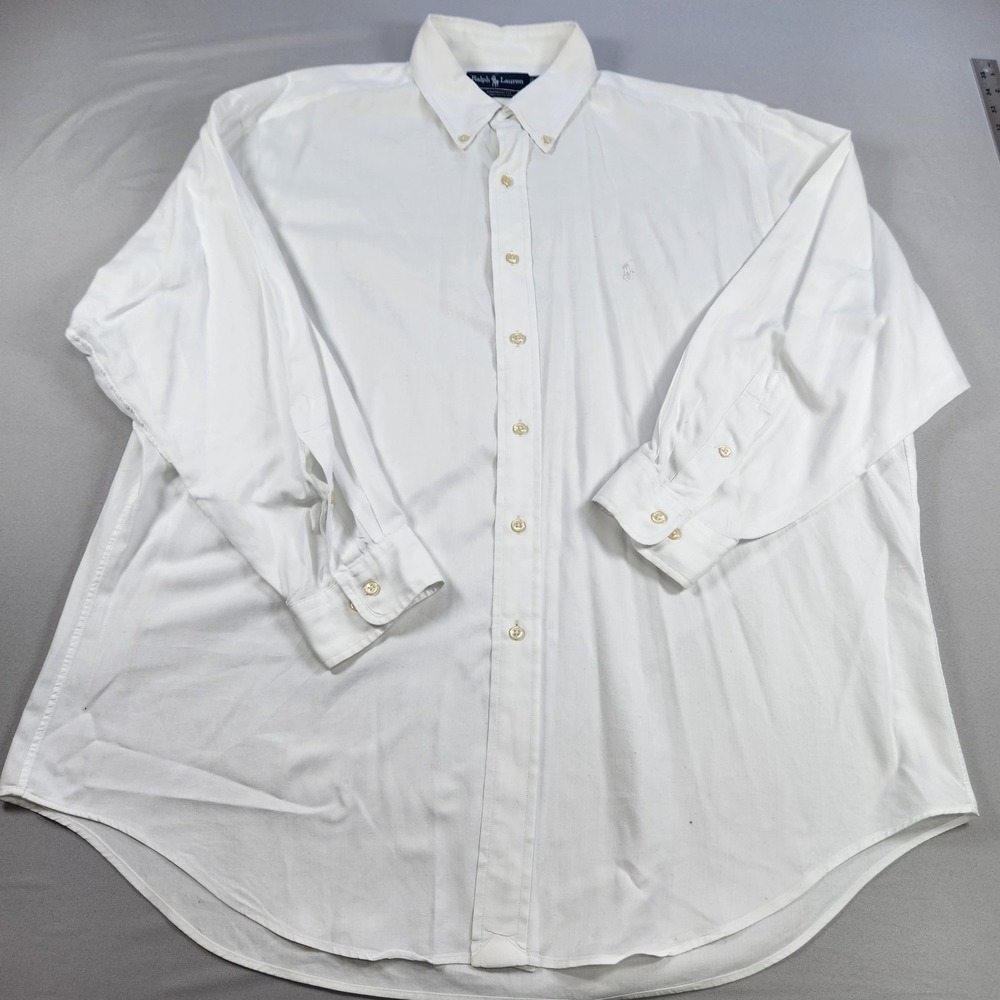 Polo Ralph Lauren Shirt Men 17 32/33 White Yarmouth Button Down Pony